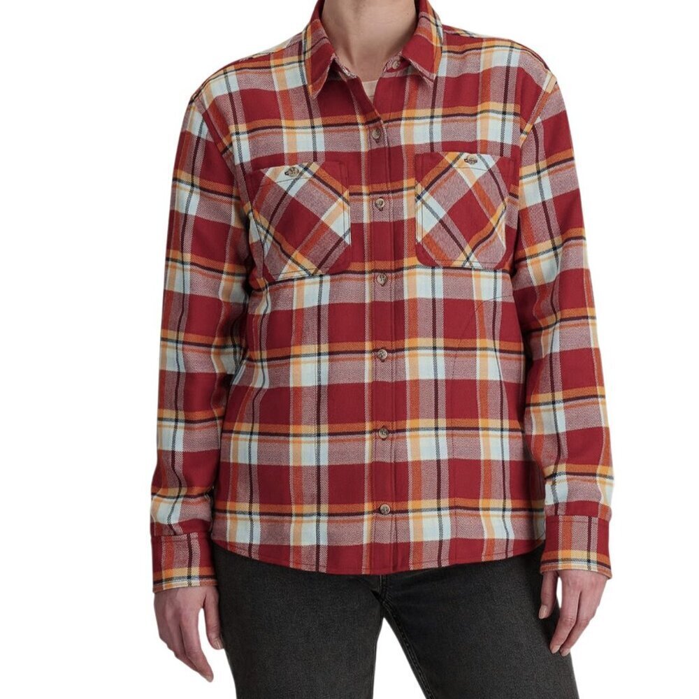 OUTDOOR RESEARCH Rust Plaid Feedback Flannel Twill Shirt UPF 50+ size m